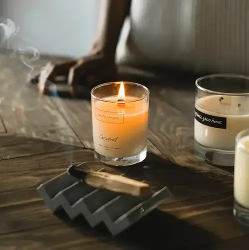 lit candle made after learning how to make scented candles
